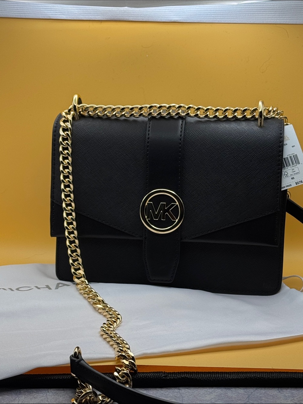 NEW ! Michael Kors Greenwich Small Convertible Crossbody with Gold Chain
